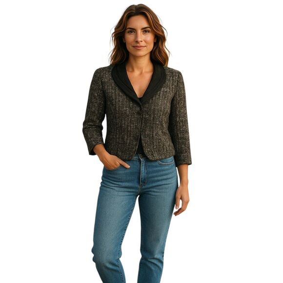 Talbots Jackets & Blazers - Talbots SM Black Cotton Blend Blazer with One Button Closure